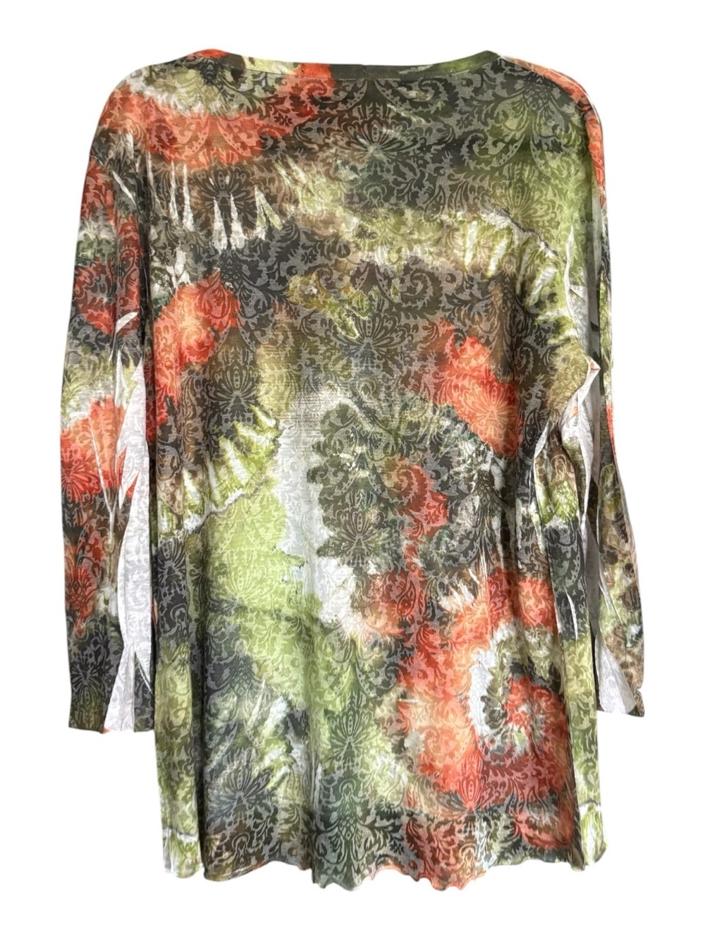 Katina Marie Abstract Floral Mesh Top Made in USA XL Lagenlook Artsy Boho - Picture 3 of 4